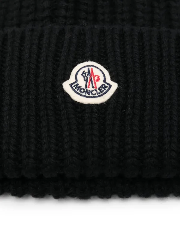 Moncler リブニット ビーニー | ブラック | FARFETCH JP