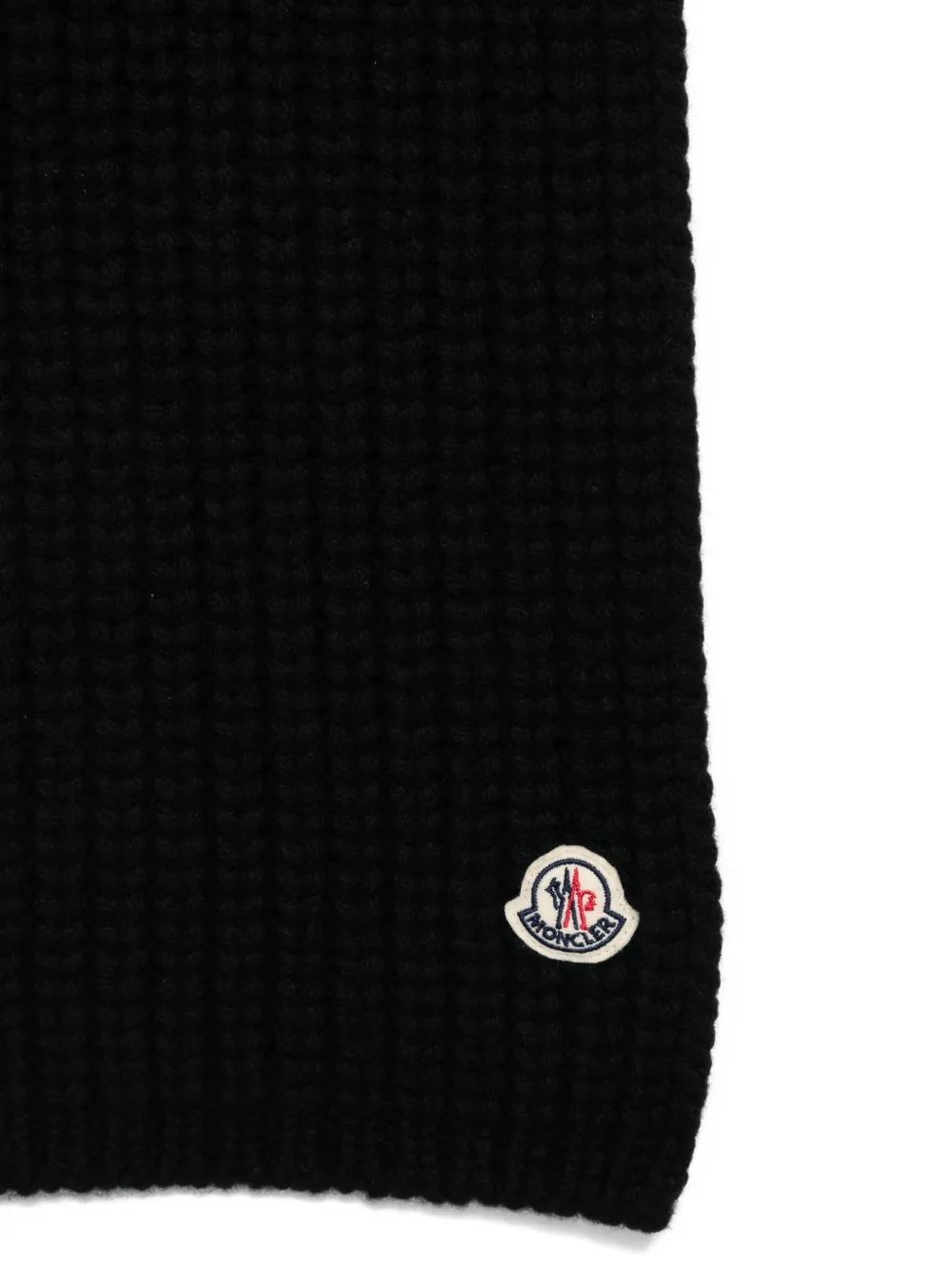 Moncler ribbed logo-patch scarf - Zwart