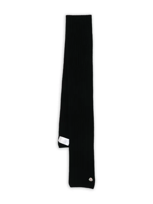 Moncler Ribbed Logo-patch Scarf in Black