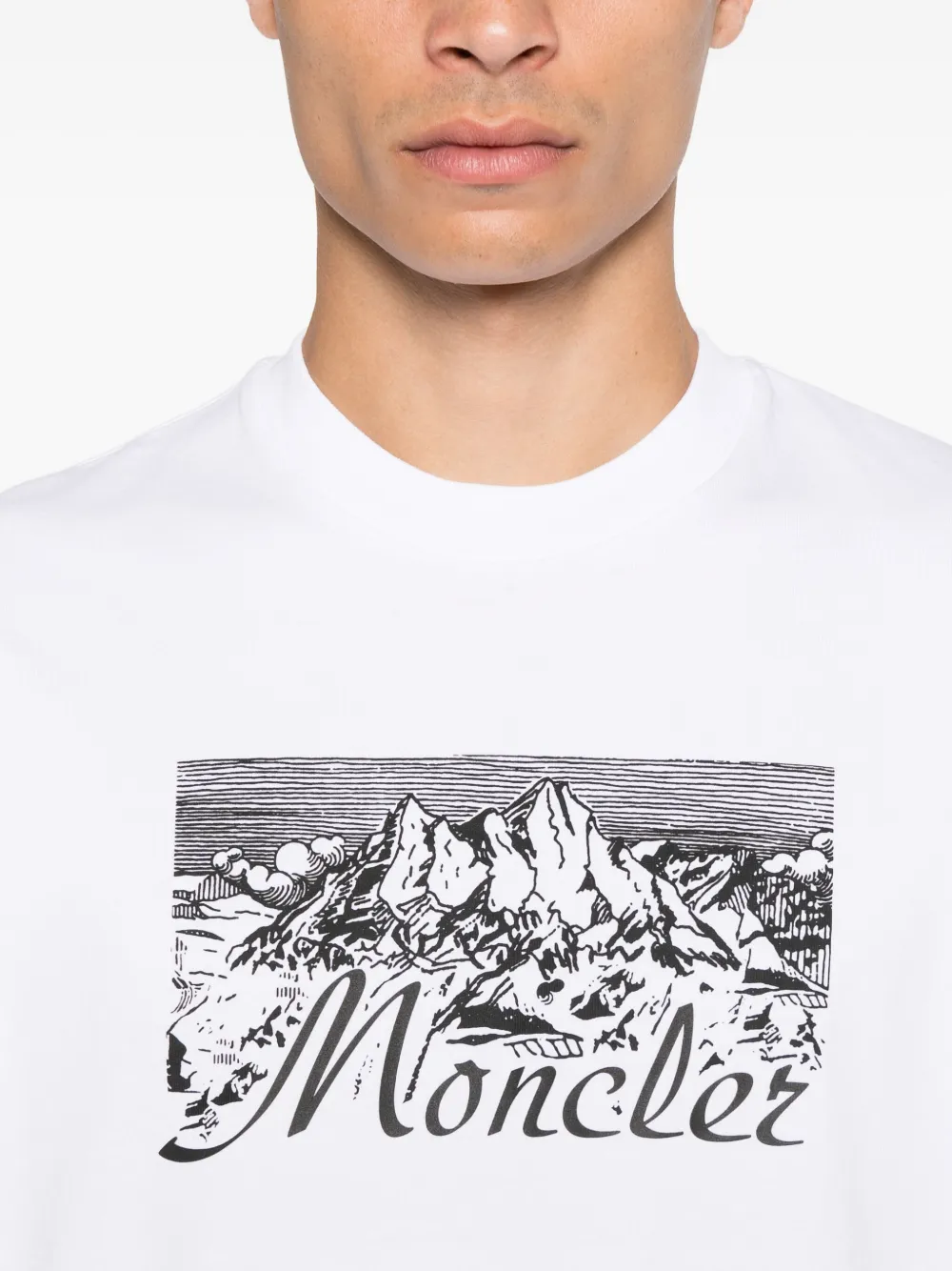 Moncler mountain-print T-shirt Wit