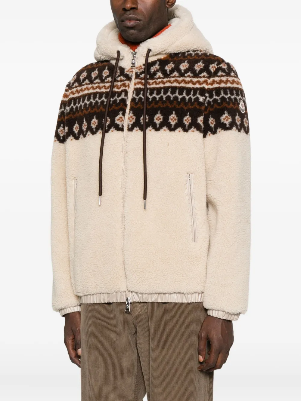 Moncler Fair-isle hoodie Beige