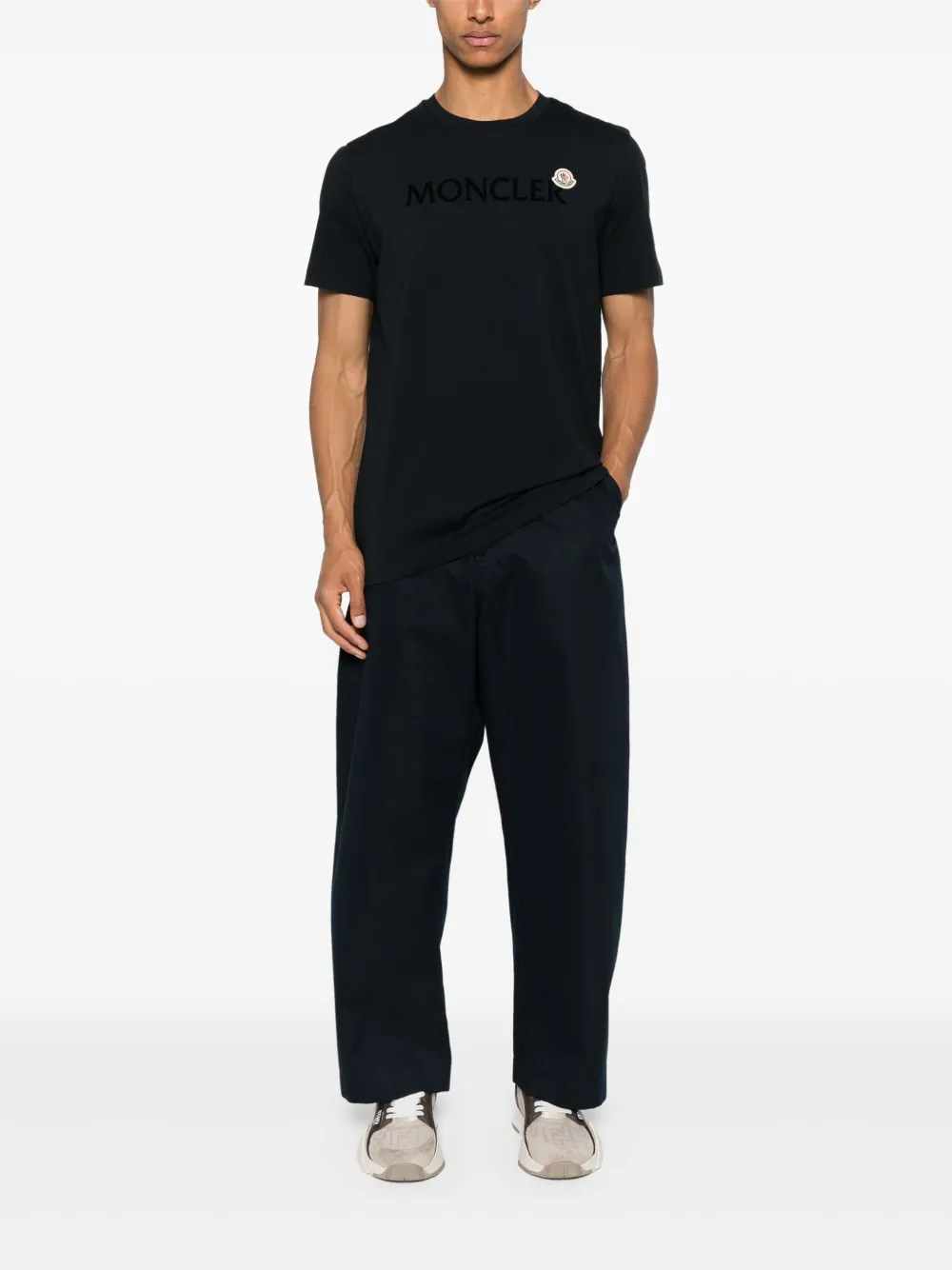 Moncler T-shirt met logo-applicatie - Blauw