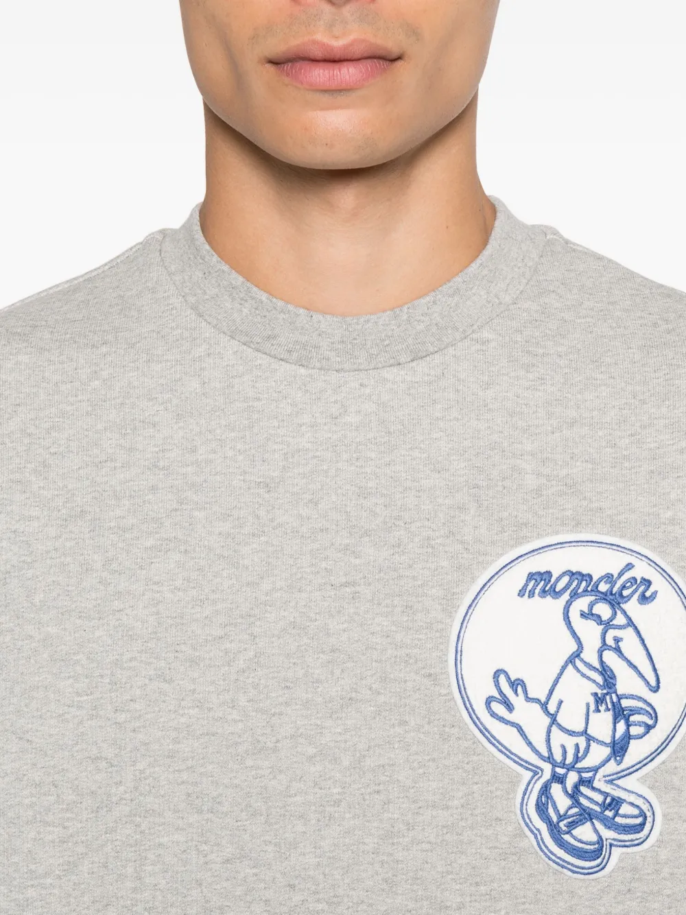 Moncler Sweater met geborduurd logo Grijs