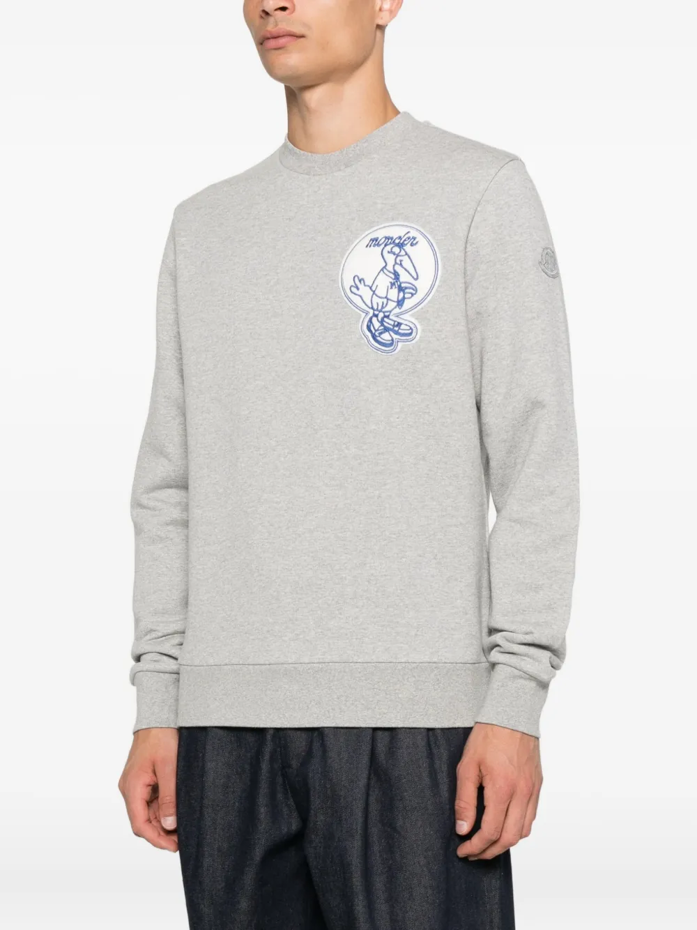Moncler Sweater met geborduurd logo Grijs