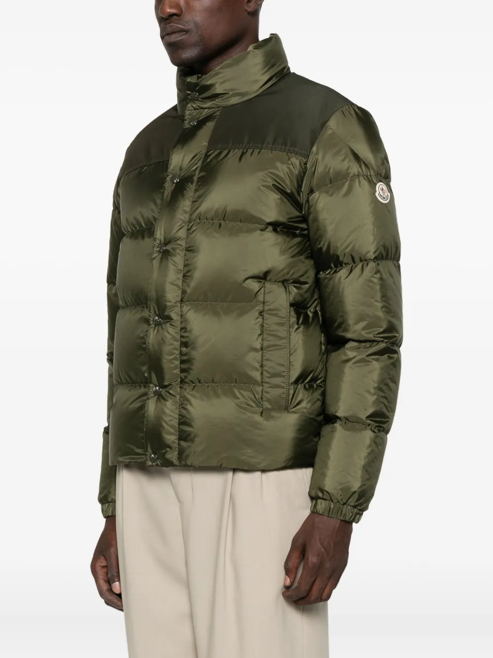 Moncler Virolais gewatteerd jack met vlakken Groen