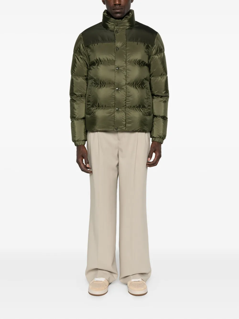 Moncler Virolais gewatteerd jack met vlakken Groen