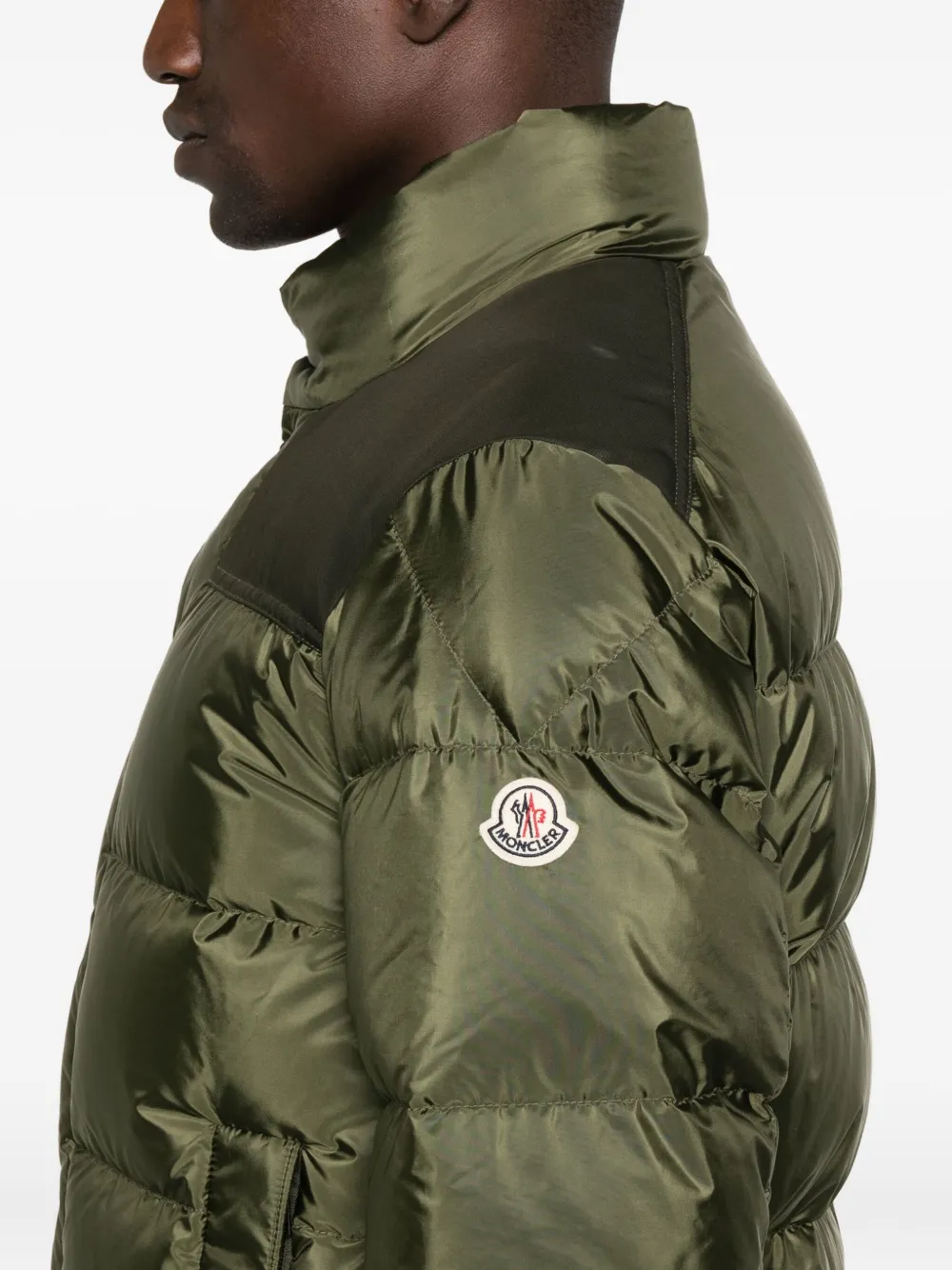 Moncler Virolais gewatteerd jack met vlakken Groen