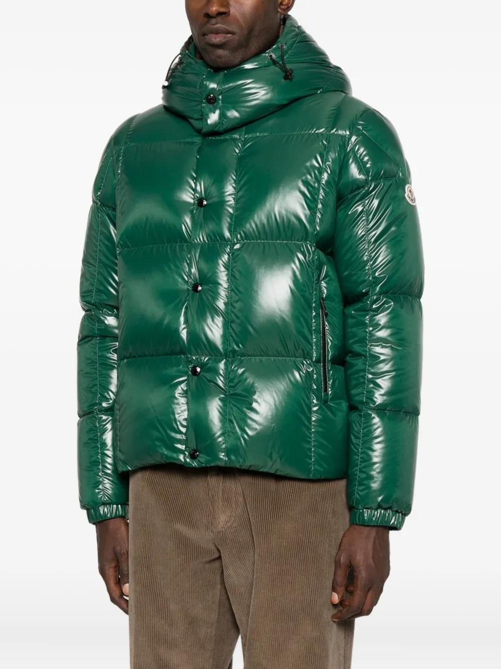 Moncler Parana Down Jacket With Removable Hood In Green