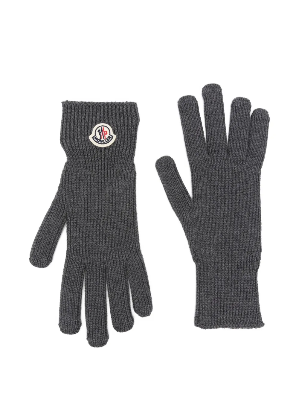Moncler Ribbed-knit Gloves In Gray