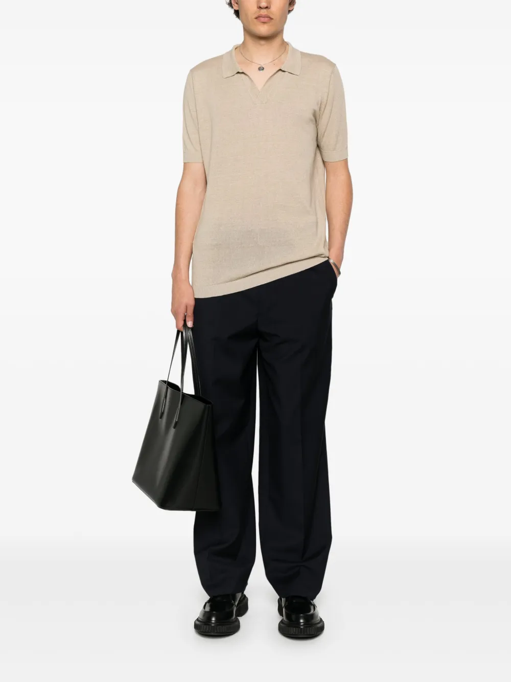 AMARÁNTO Poloshirt van linnenblend - Beige