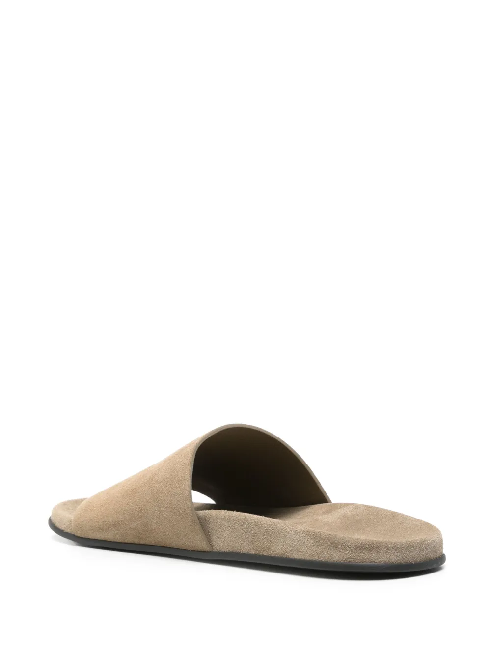 The Row Hugh Suede Flat Slide Sandals In Brown