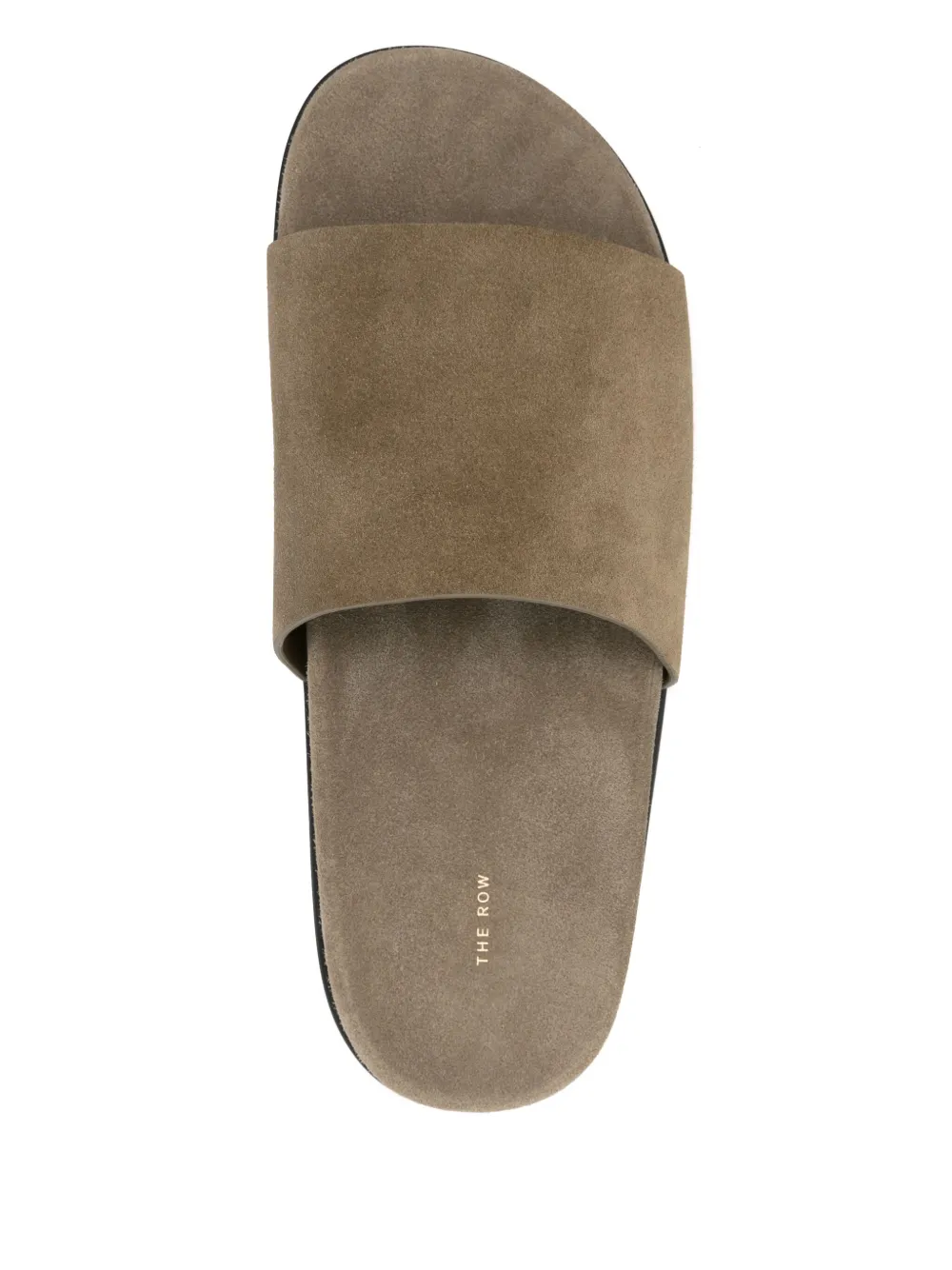 The Row Hugh Suede Flat Slide Sandals In Brown
