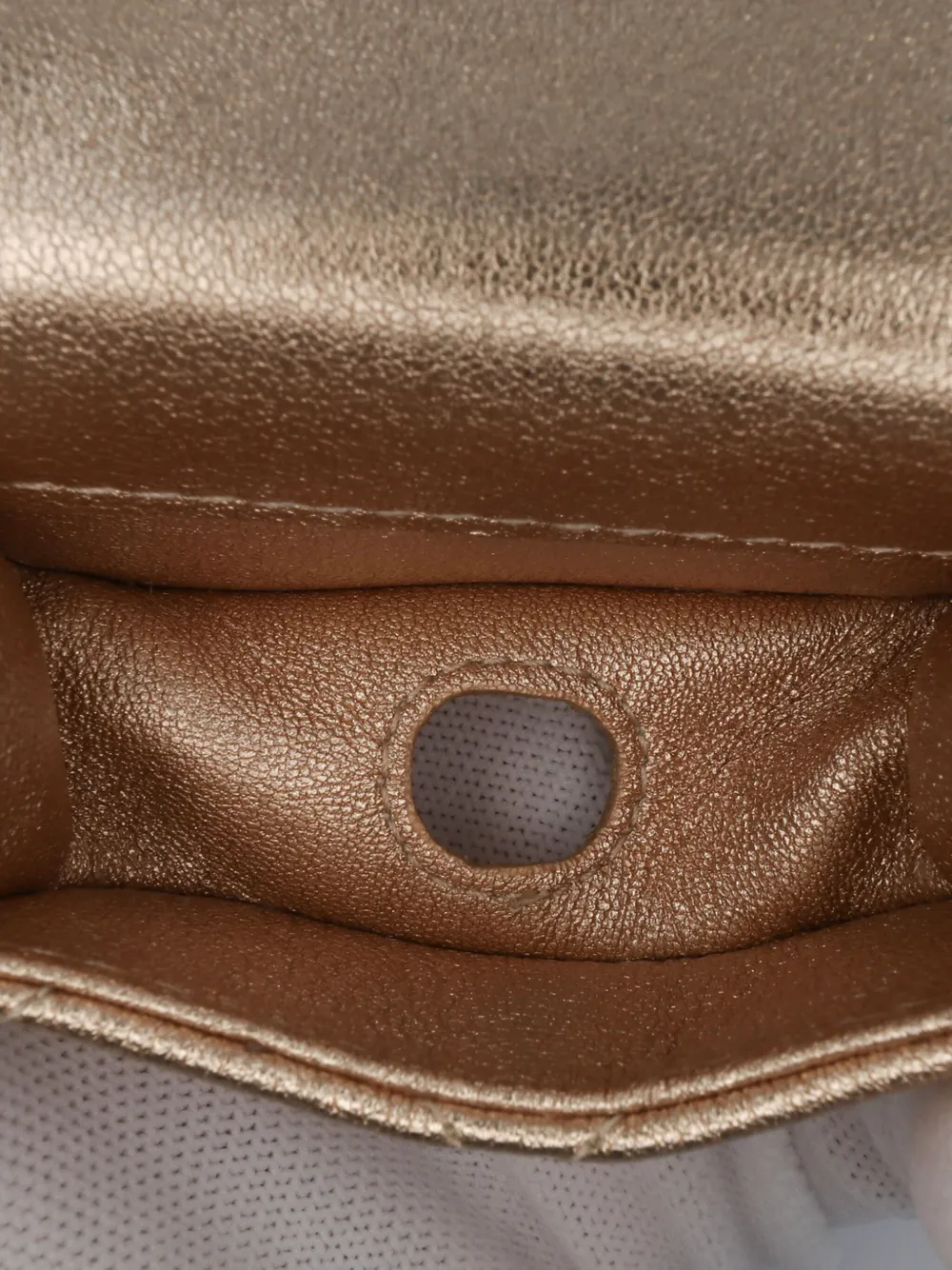 Pre-owned Chanel 2021-2024 Metallic Lambskin Round Clip On Purse And Airpods Case Coin Pouch In Gold