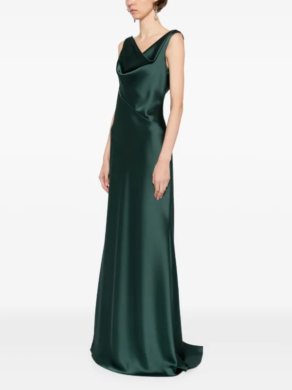 Amsale Women's Bias Cut Cowl Neck Dress - Green - Maxi dresses