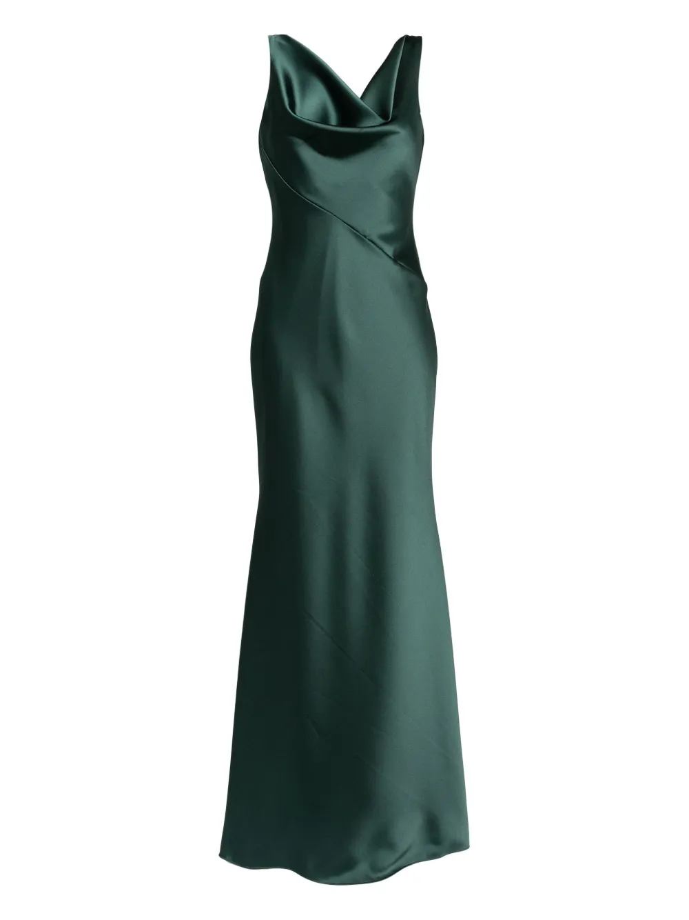 Amsale Jurk met gedrapeerde hals Groen