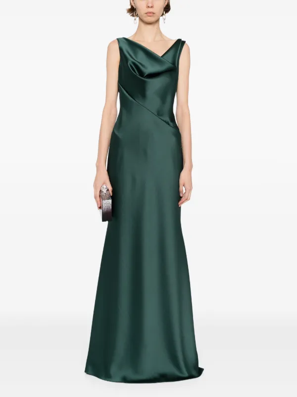 green cowl neck satin dress Long Mint Green Formal Dresses Cowl Neck Straps Cross Zip Back Floor L main image 1