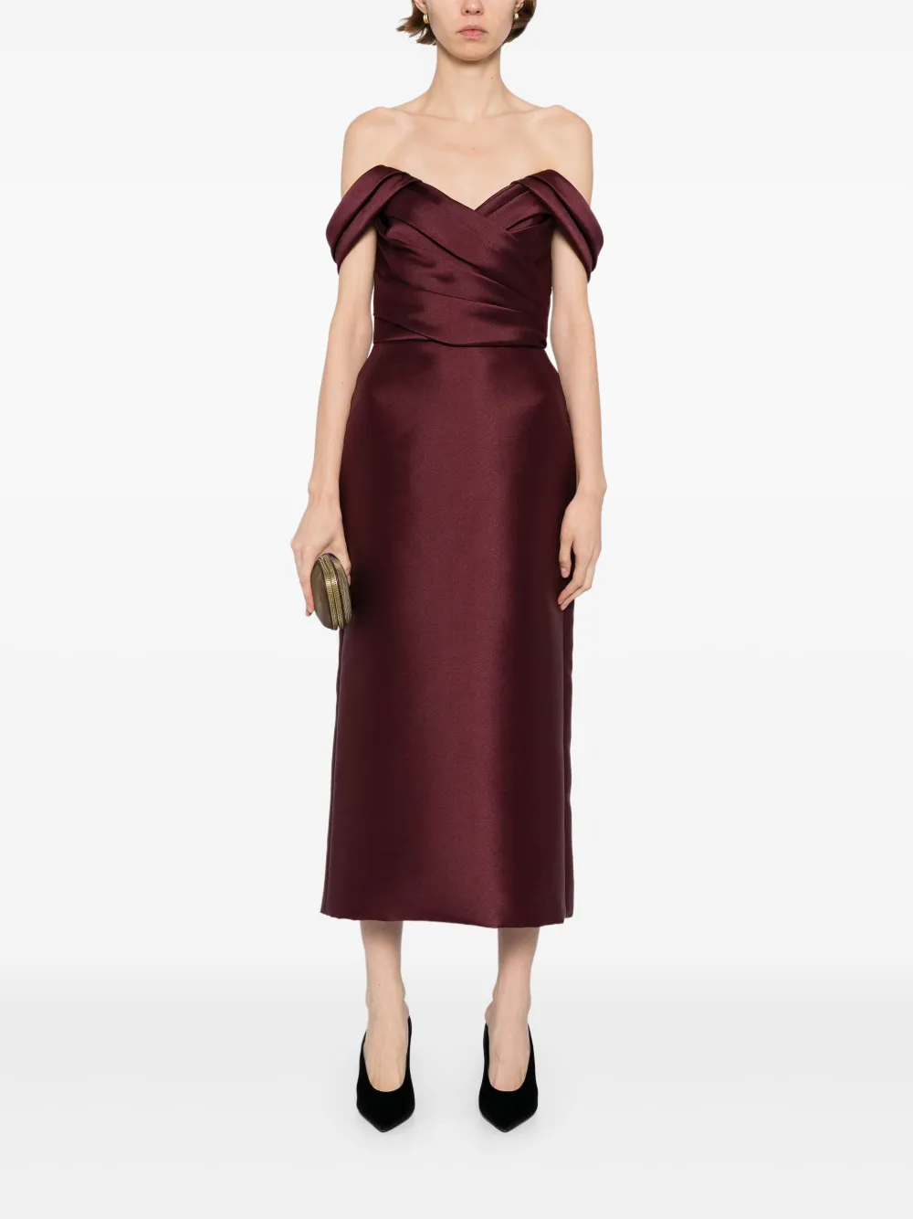 Amsale Off-shoulder cocktailjurk - Rood