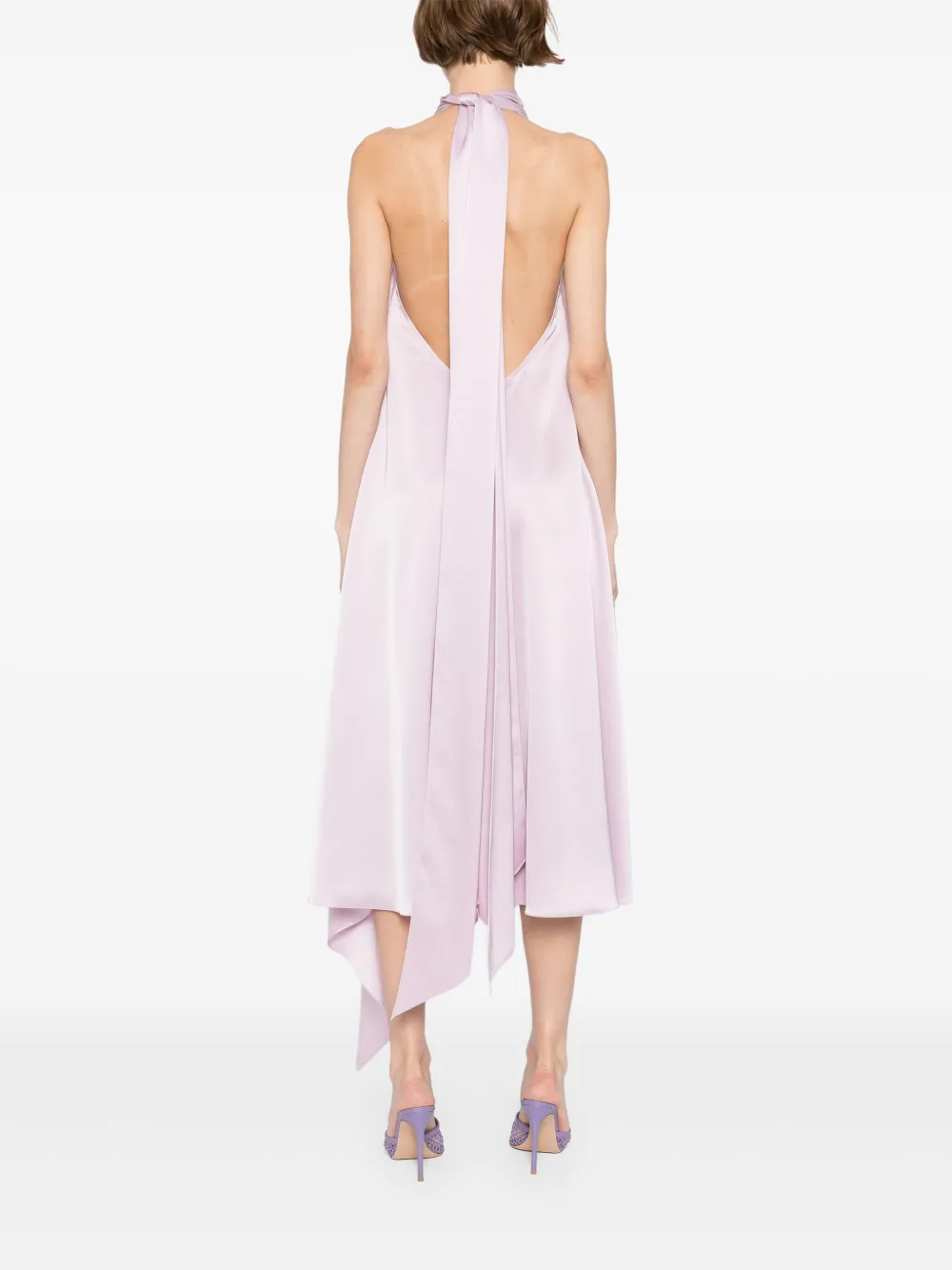 Amsale Asymmetrische halterjurk Paars