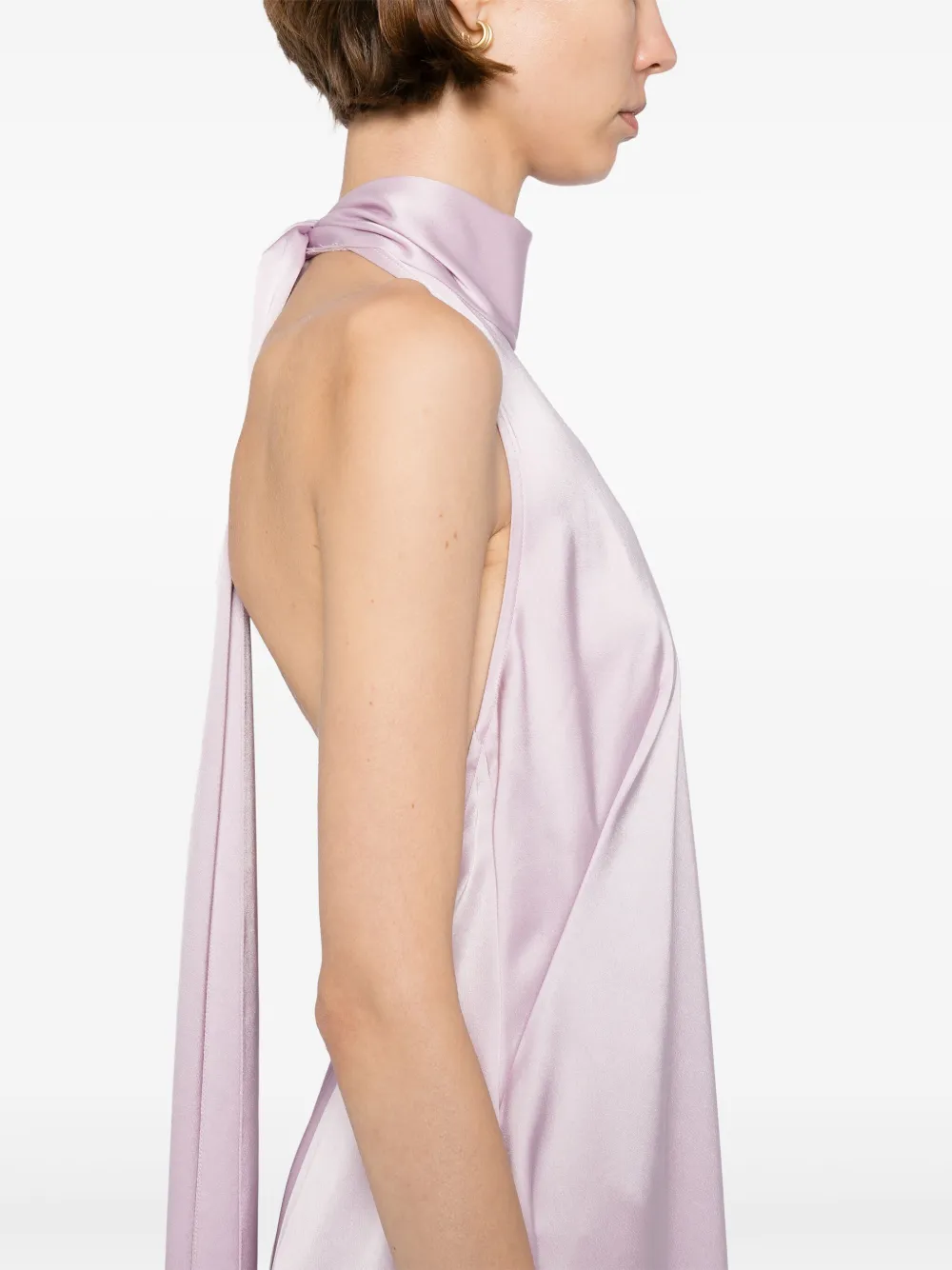 Amsale Asymmetrische halterjurk Paars