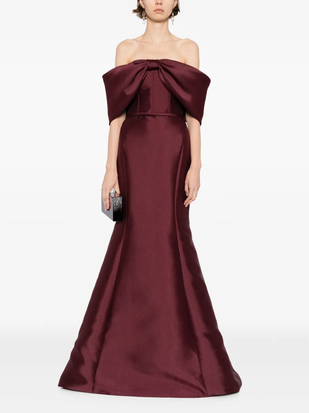 Amsale off-shoulder bow gown - Rood