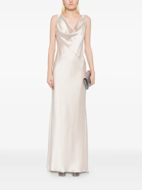 satin asymmetric gown