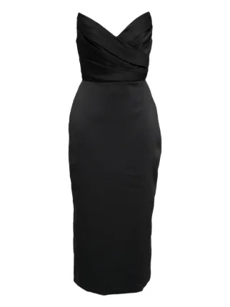 amsale black dress Amsale Evening Peplum Train Gown P457M