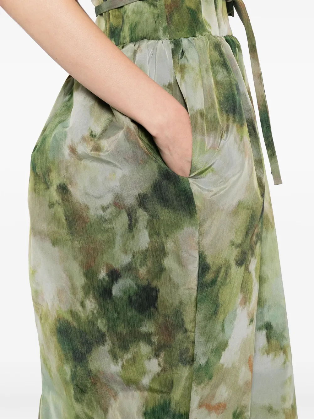 Amsale Taffeta jurk met korset Groen