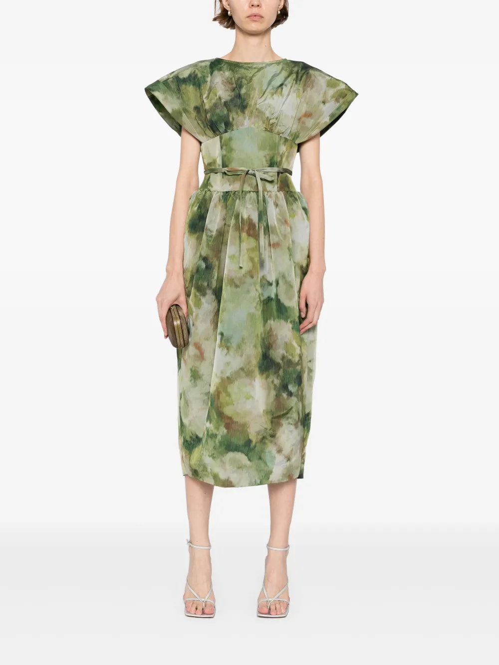 Amsale Taffeta jurk met korset - Groen