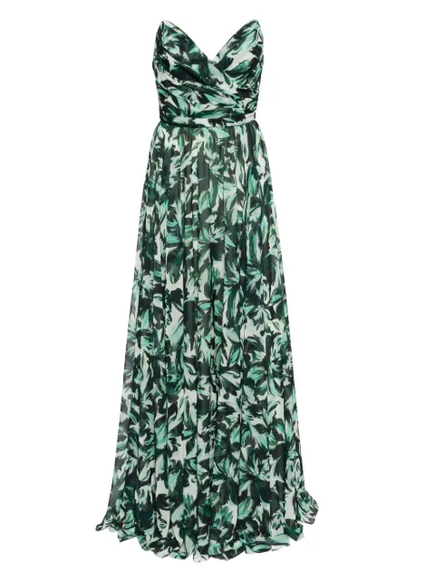 Amsale printed strapless dress