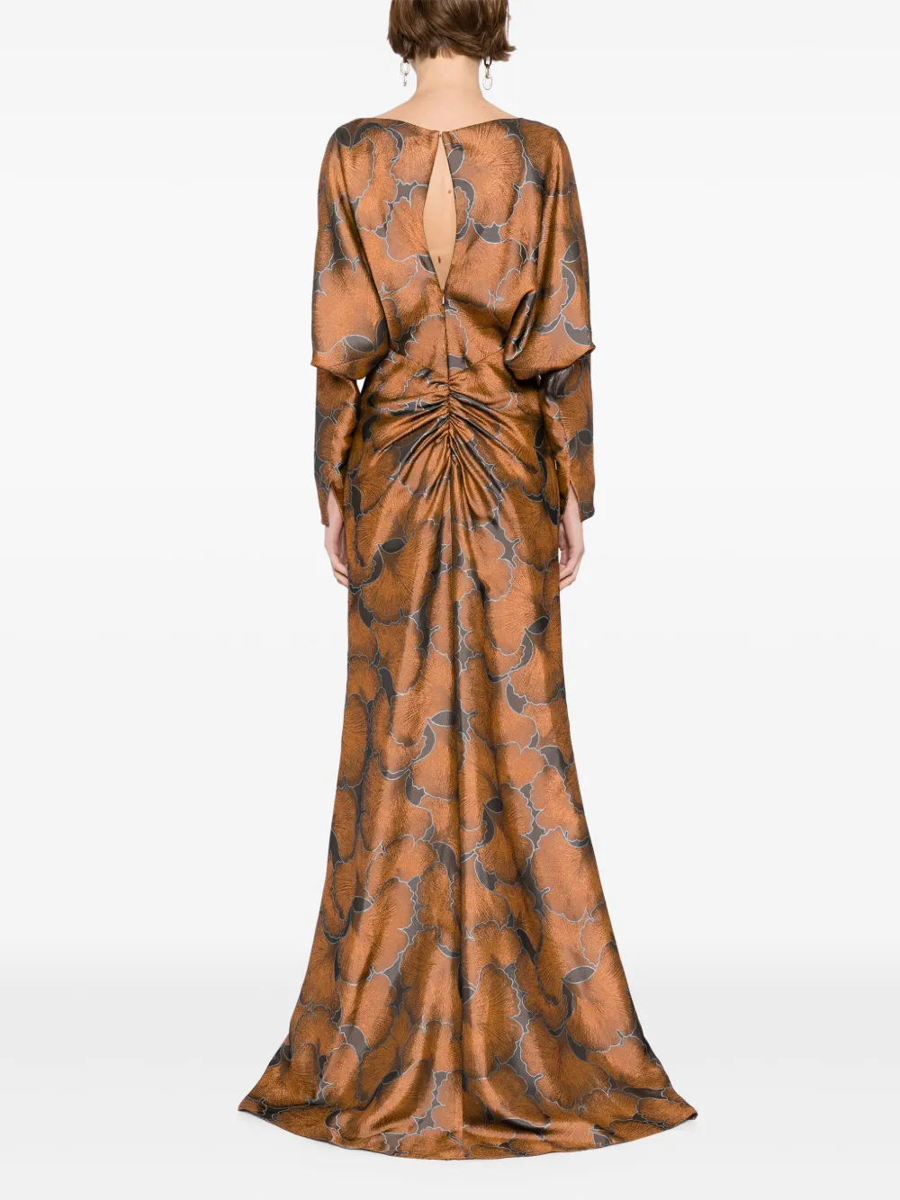 Amsale Jurk met jacquard en dolman mouwen Bruin