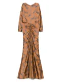 Amsale jacquard dolman-sleeved dress - Brown