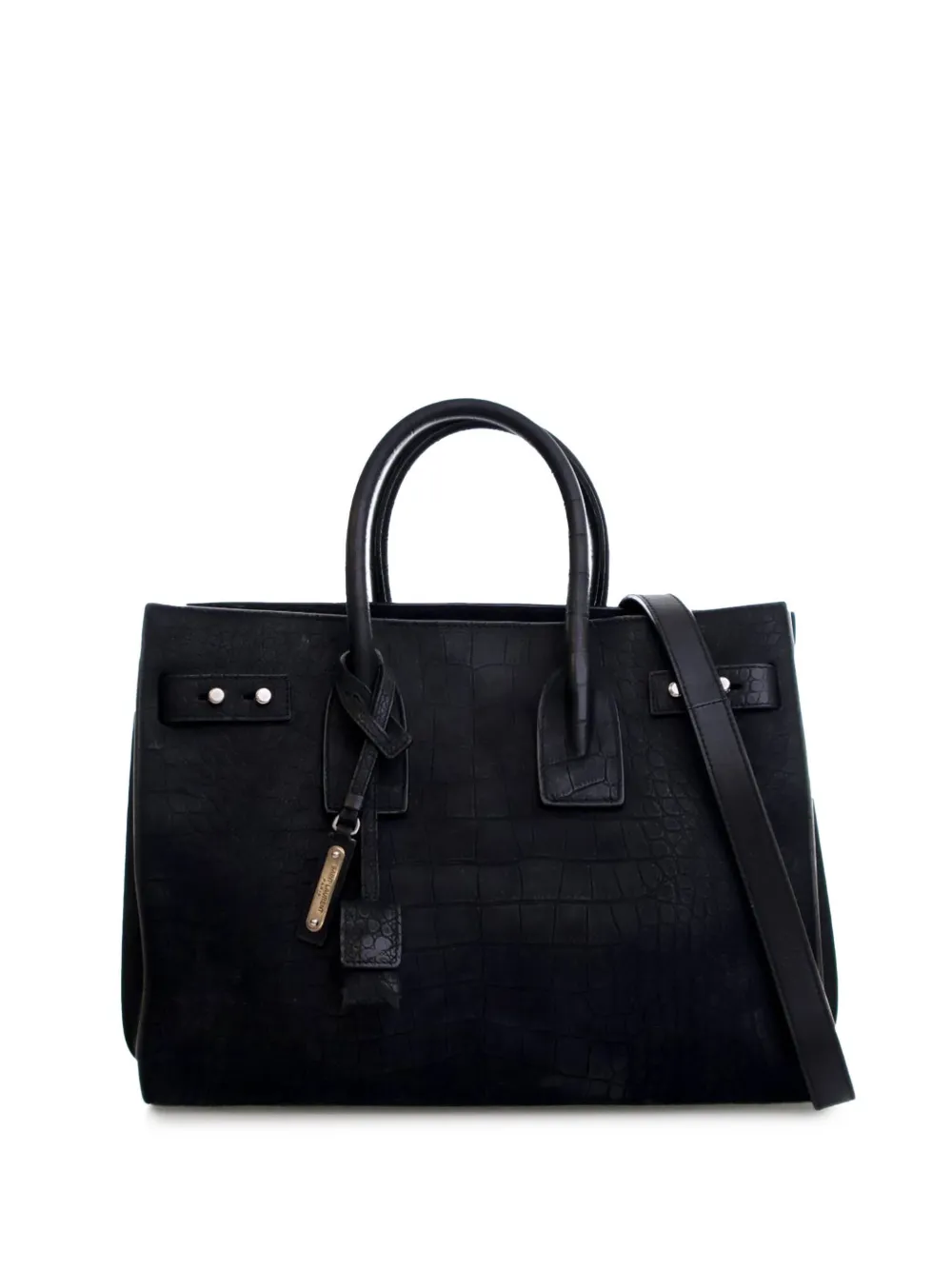 Saint Laurent Pre-Owned 2018 スモール クロコエンボス スエード サック ド ジュール サッチェルバッグ - Saint Laurent Pre-Owned 2018 スモール クロコエンボス スエード サック ド ジュール サッチェルバッグ -