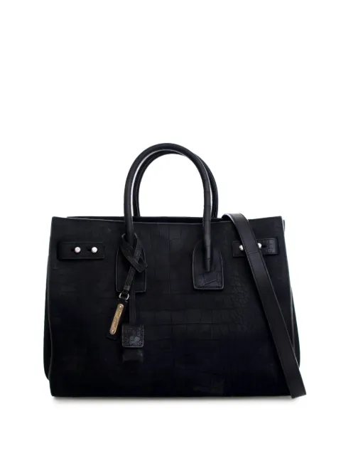 Saint Laurent Pre-Owned 2018 Small Croc Embossed Suede Sac De Jour satchel