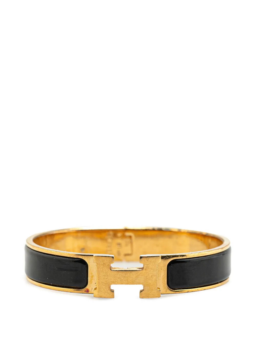 Pre-owned Hermes 20th Century Narrow Enamel Clic Clac H Bracelet Pm Costume Bracelet