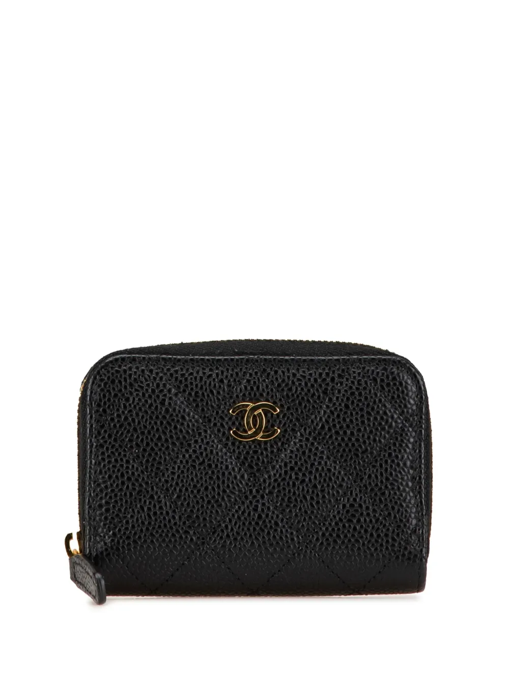 CHANEL Pre-Owned 2021-2024 ココマーク マトラッセ キャビア ジップパース コインケース - ブラック CHANEL Pre-Owned 2021-2024 ココマーク マトラッセ キャビア ジップパース コインケース - ブラック