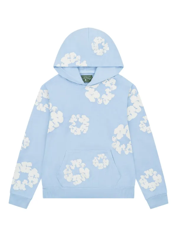 ◆DenimTears◆リース柄コットン パーカー ブルー Denim Tears】大人気！コットンリース ジップスエットパーカー