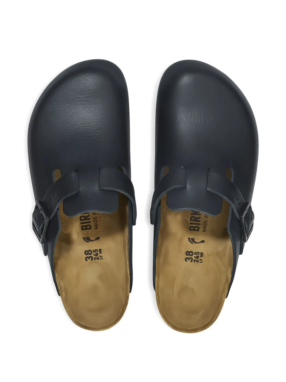 Birkenstock buckle leather slippers Black