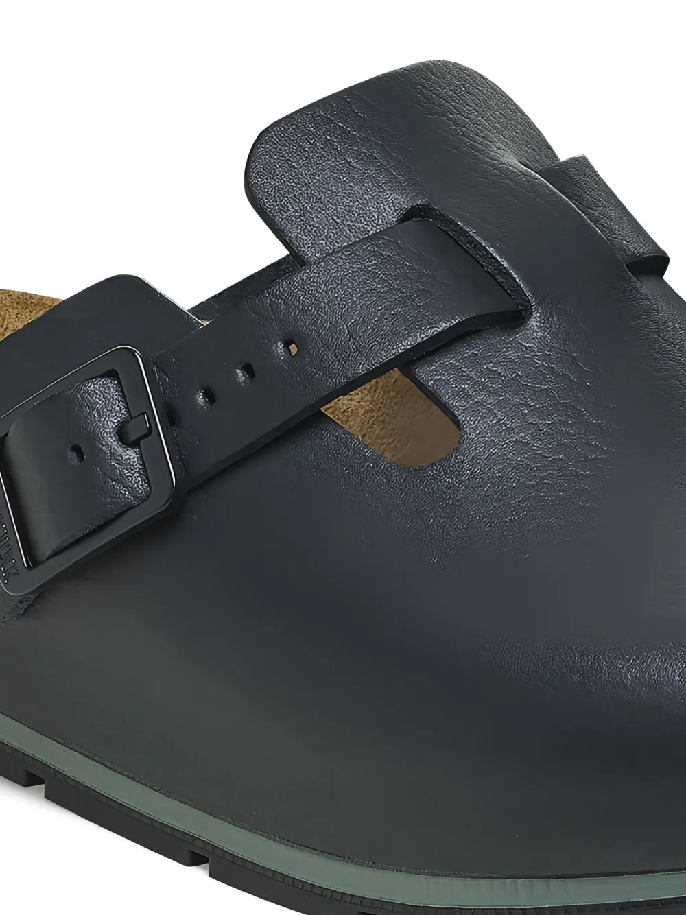 Birkenstock buckle leather slippers Black