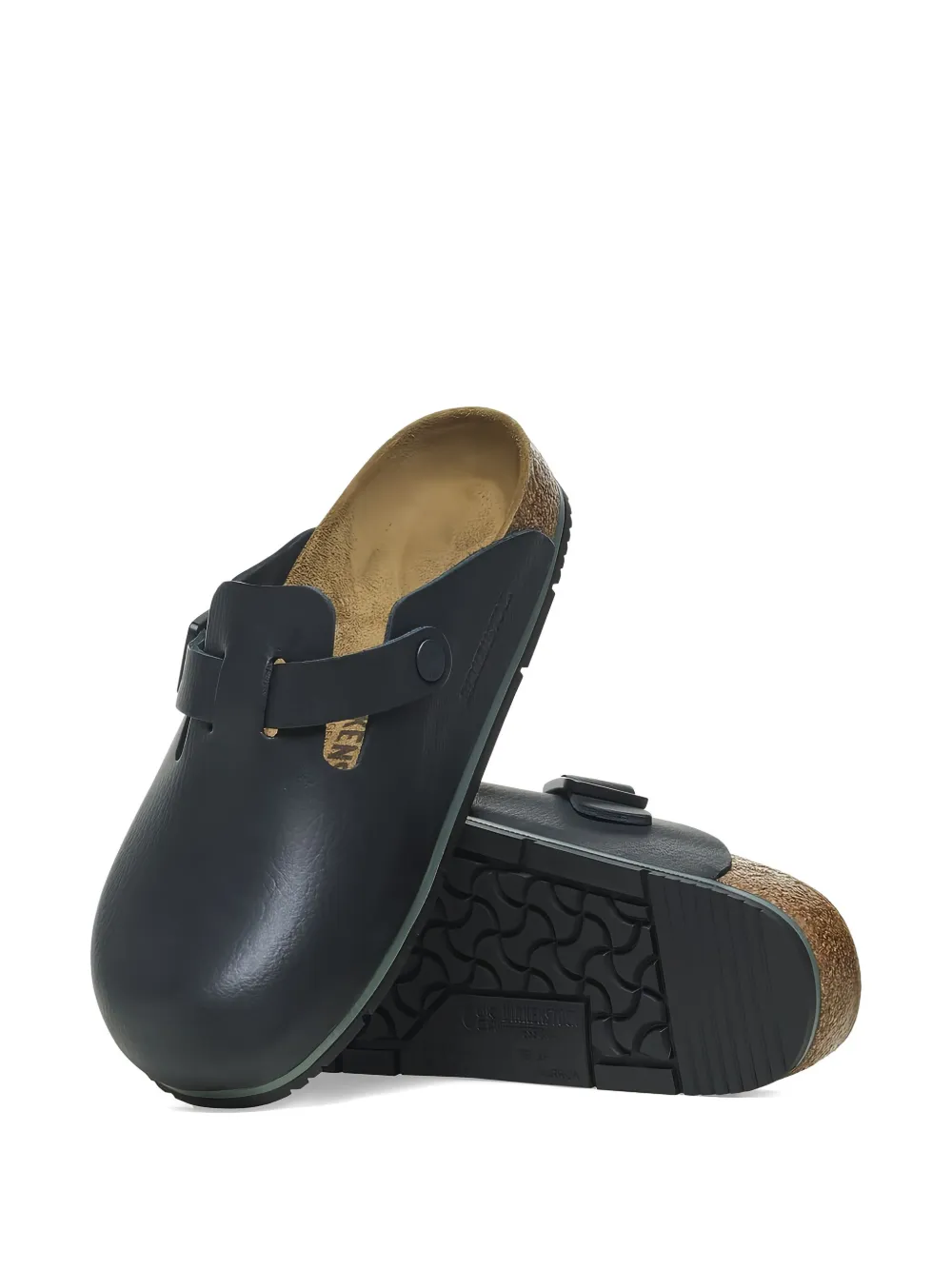 Birkenstock buckle leather slippers Black