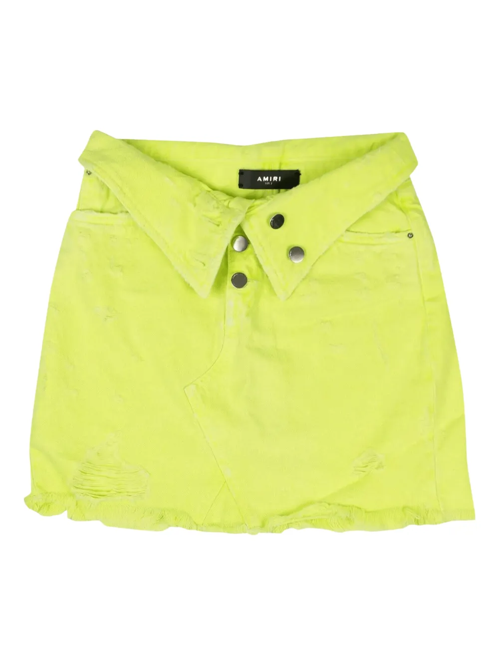 AMIRI Denim gerafelde mini-rok Geel