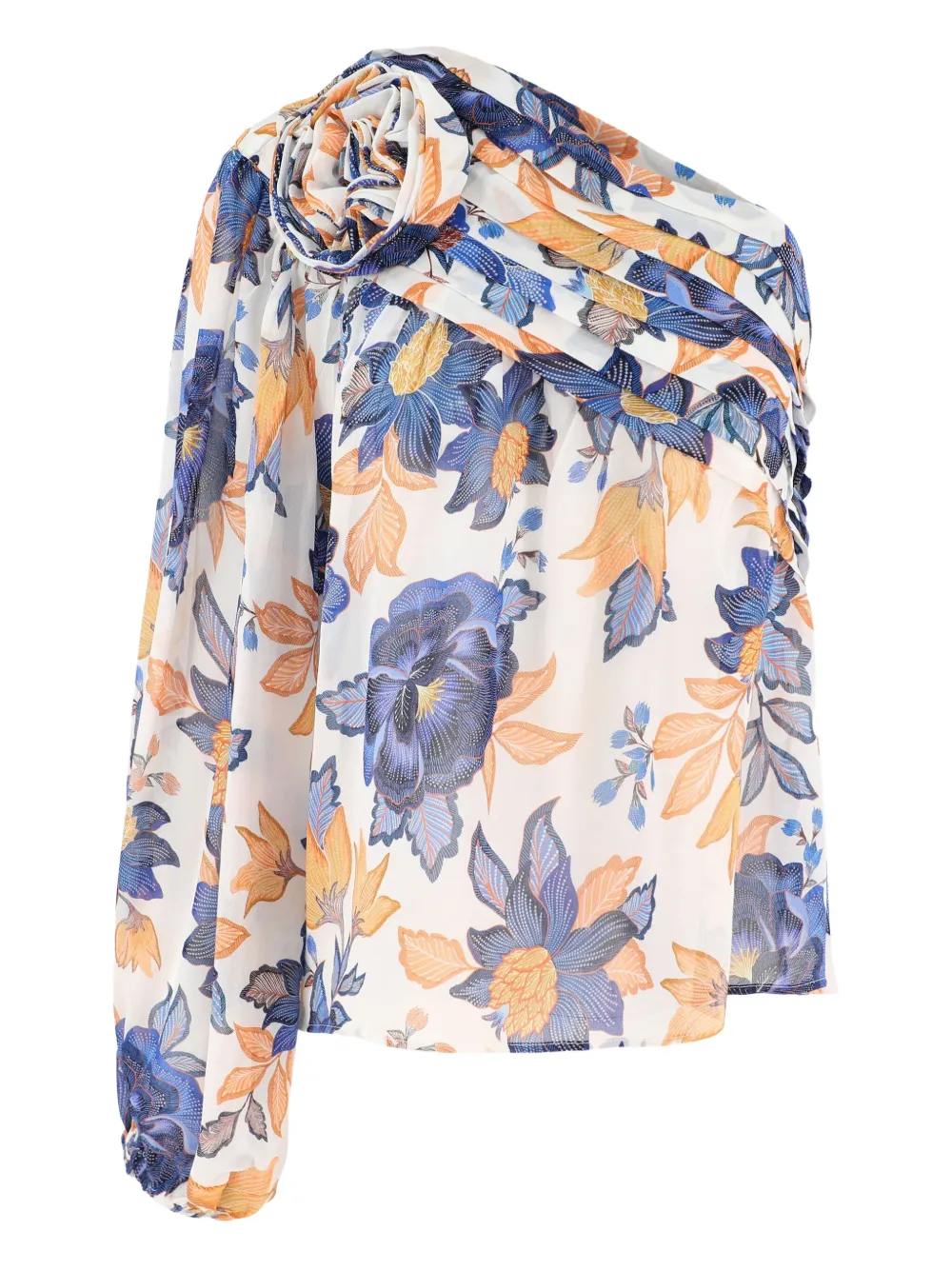 FARM Rio Asymmetrische top met bloemenprint - Beige