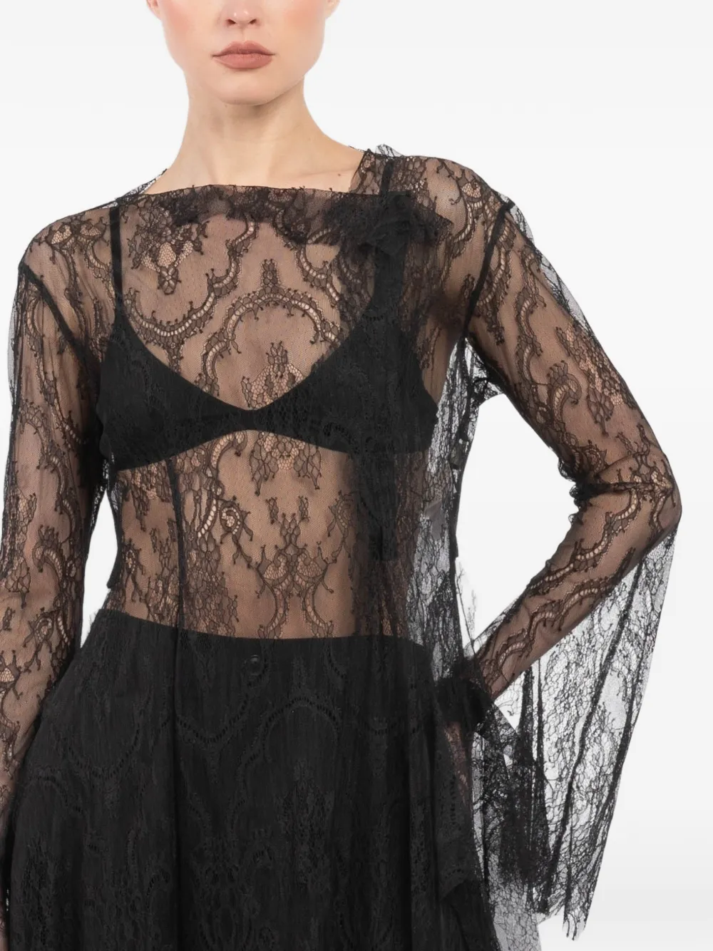 Yohji Yamamoto Blouse met kant Zwart