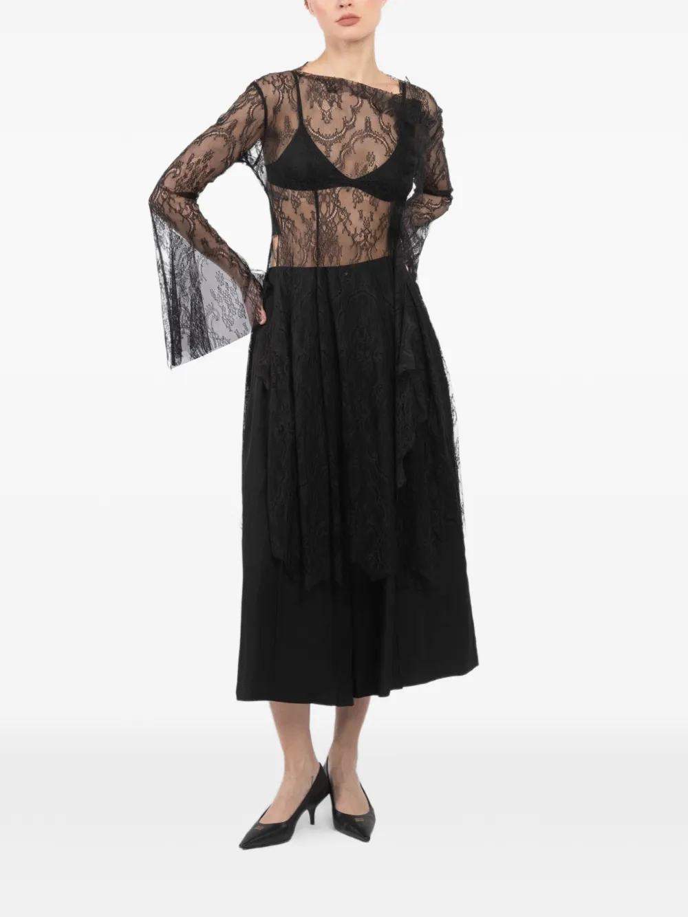 Yohji Yamamoto Blouse met kant Zwart