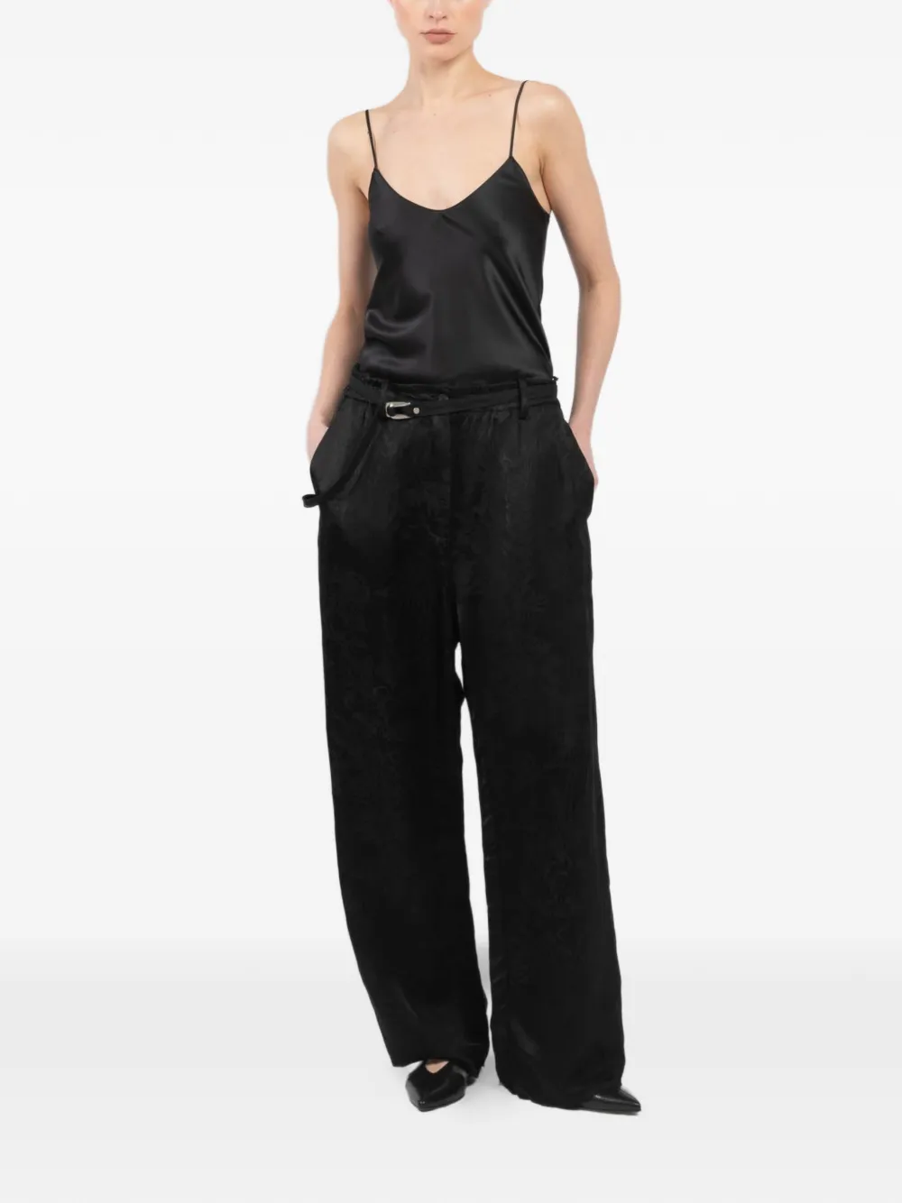 Masnada elasticated-waist palazzo pants - Zwart