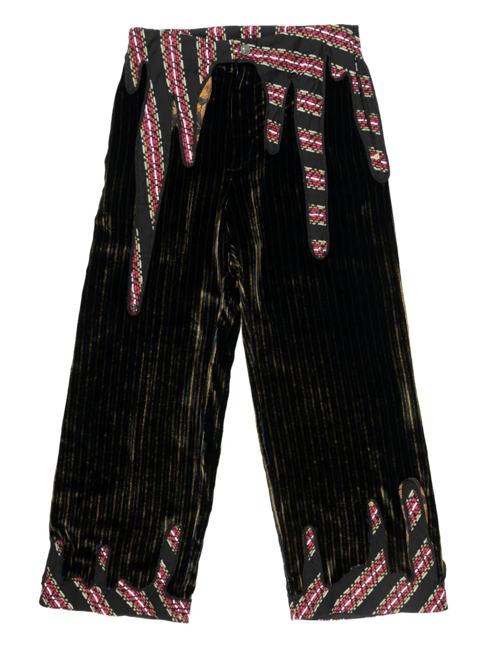 COMMUNS patchwork velvet trousers | Black | Image 1