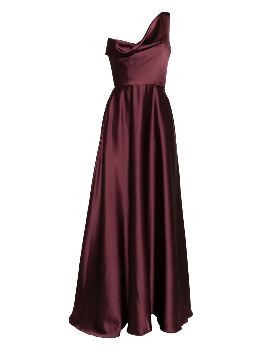 one-shoulder draped gown