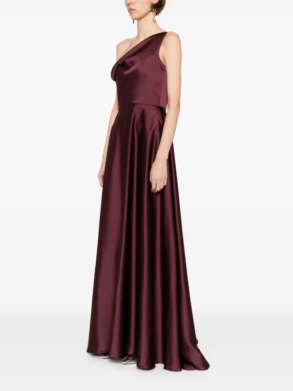 amsale draped one shoulder midi dress One Shoulder Drape Gown Amsale