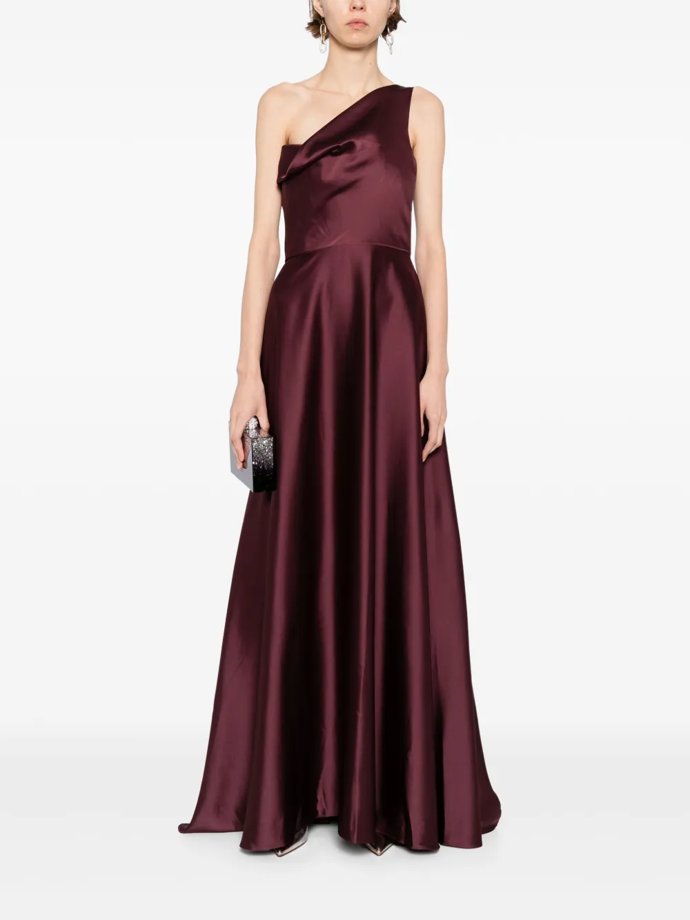 Amsale one-shoulder draped gown - Rood