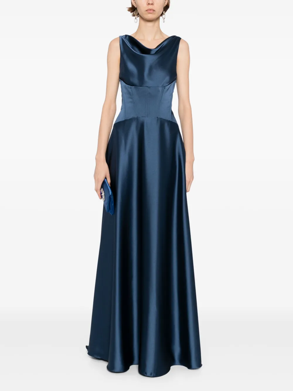 Amsale corset dropped waist gown - Blauw