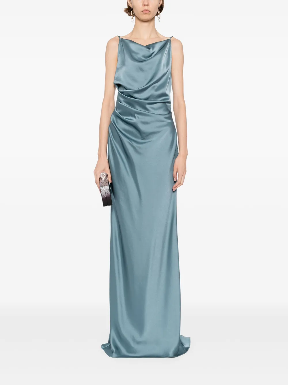 Amsale spaghetti-straps low-back dress - Blauw